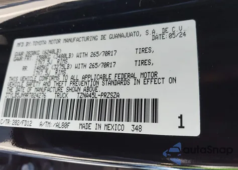 2024 Toyota Tacoma Sr5 4Wd из США, поврежденный, VIN 3TYLB5JN9RT024276